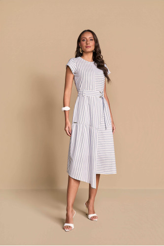 28293 - VESTIDO DE TRICOLINE LISTRADO 120CM TITANIUM