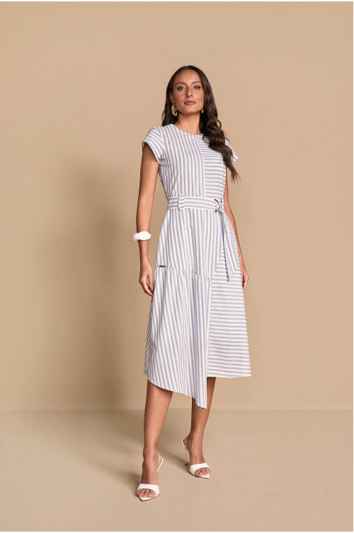 28293 - VESTIDO DE TRICOLINE LISTRADO 120CM TITANIUM