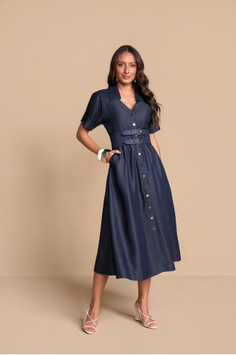28300 - VESTIDO JEANS COM CINTO 120CM TITANIUM