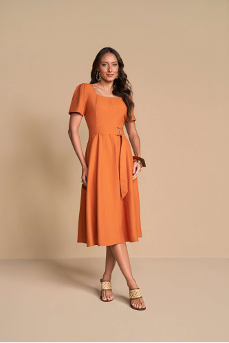 28306 - VESTIDO EM ALFAIATARIA VISC. ABOBORA 120CM TITANIUM