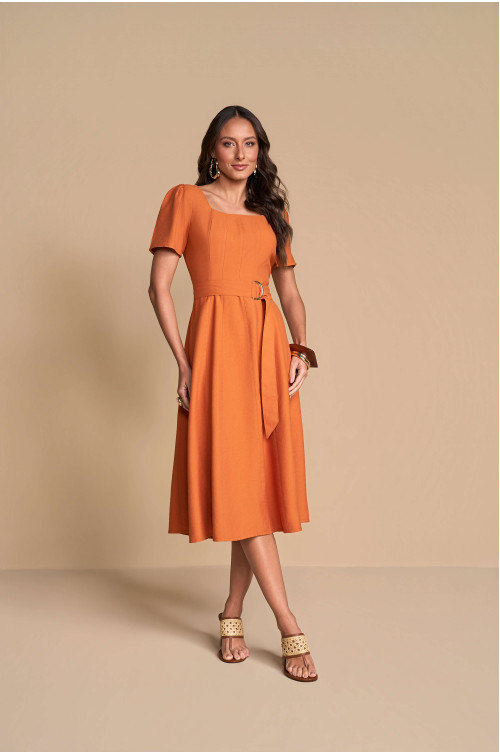 28306 - VESTIDO EM ALFAIATARIA VISC. ABOBORA 120CM TITANIUM