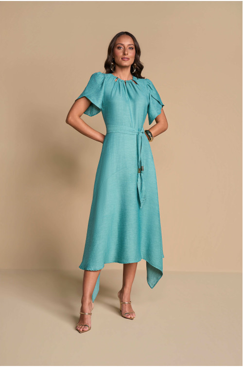 28313 - VESTIDO EM VISCOSE TEXT. VERDE 120CM TITANIUM