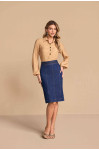 28384 - SAIA RETA JEANS COM COSTURAS 62CM TITANIUM