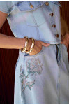 28449 - CONJUNTO COLETE E SAIA EVASE C/DETALHES TITANIUM 