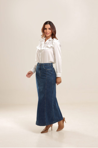 40981 - SAIA C/RECORTE FRONTAL JEANS - ILLUSYON