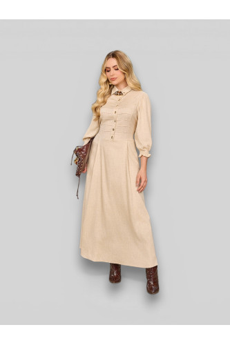 4837.99 VESTIDO EM LINHO COM MANGA BUFANTE