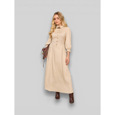 4837.99 VESTIDO EM LINHO COM MANGA BUFANTE