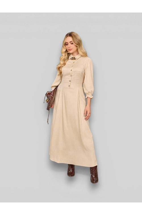 4837.99 VESTIDO EM LINHO COM MANGA BUFANTE