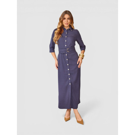 4839.27 CHEMISE RETO COM CINTO - MARINHO