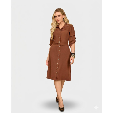 4844.55 VESTIDO COM CINTO - MARROM