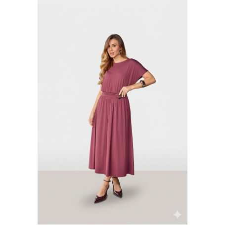 4874.2 VESTIDO COM CINTO E FIVELA - VINHO