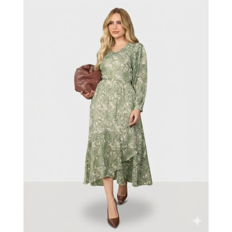 4879.64 VESTIDO MIDI ESTAMPADO - VERDE