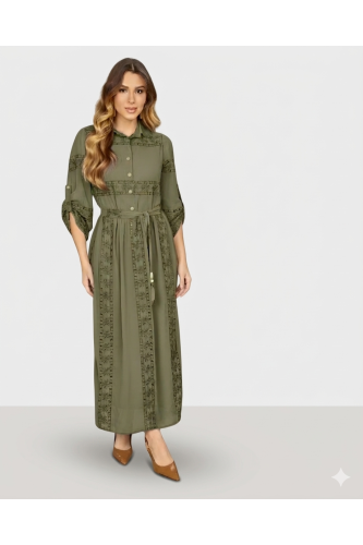 4881.64 VESTIDO EM TECIDO TRABALHADO - VERDE