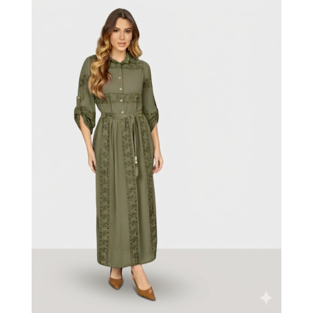 4881.64 VESTIDO EM TECIDO TRABALHADO - VERDE