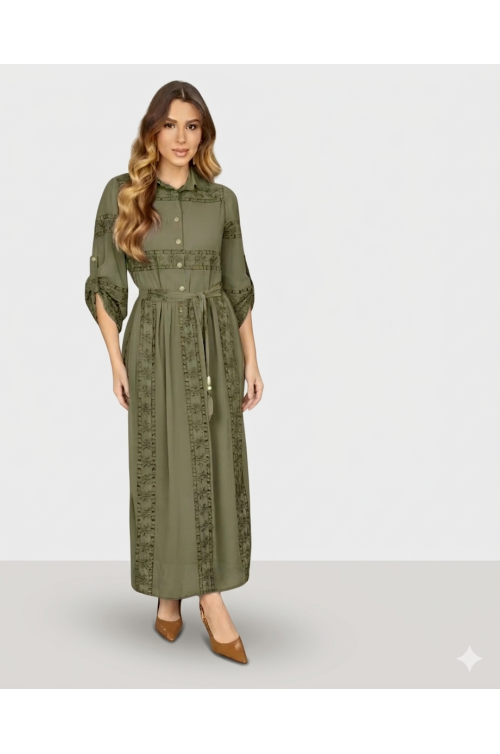 4881.64 VESTIDO EM TECIDO TRABALHADO - VERDE