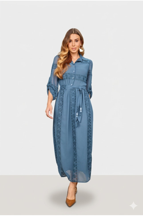 4881.91 VESTIDO EM TECIDO TRABALHADO - PETRÓLEO