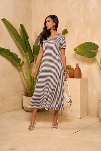 4913.85 VESTIDO COM LISTRAS AZUL D'AZUL 