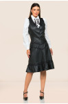 3167 / 5587 CONJUNTO COLETE COURO E SAIA LONGUETE ROW-AN
