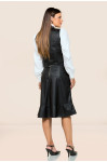 3167 / 5587 CONJUNTO COLETE COURO E SAIA LONGUETE ROW-AN