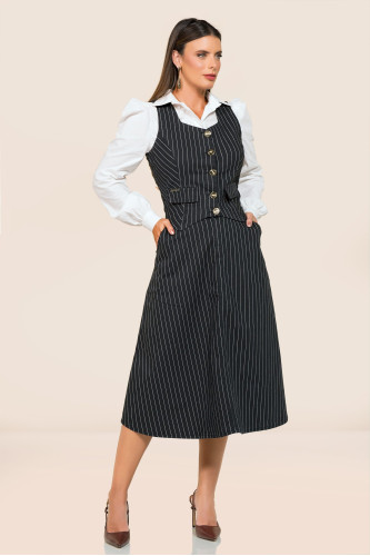 3168 / 5590 CONJUNTO COLETE E SAIA MAX MIDI RISCA DE GIZ ROW-AN
