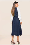 3169 CONJUNTO COLETE E SAIA JEANS COM CINTO ROW-AN 