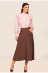 5624 - SAIA MIDI COM ELASTICO NO COS MARROM ROW-AN 