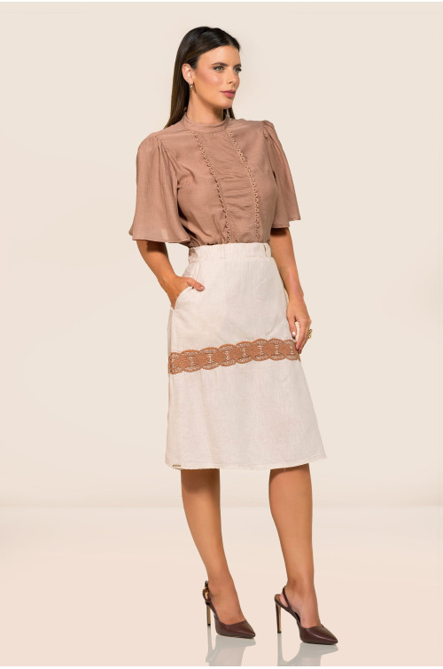 5648 - SAIA CHANEL LINHO COM DETALHE ROW-AN 5648 - SAIA CHANEL LINHO COM DETALHE ROW-AN