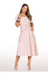 1900 -  COLETE ROSA E SAIA MIDI LISTRADA ROW-AN 