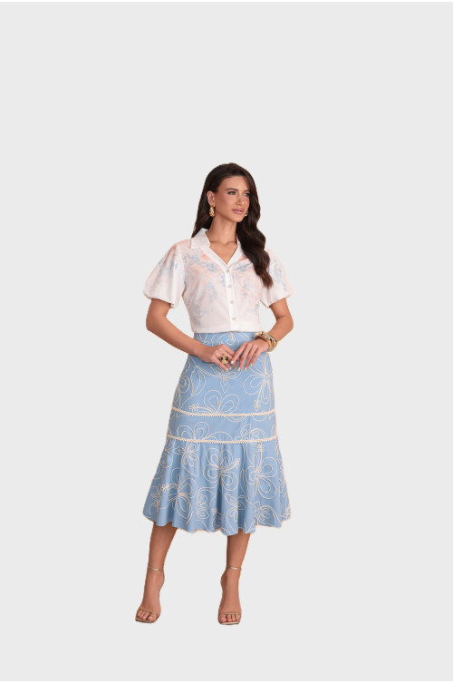 5685.99 SAIA MID AZUL BORDADA D'azul 