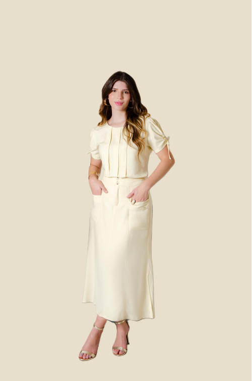 6407.94 CONJUNTO BLUSA E SAIA AMARELO D'azul