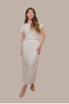 6423.85 CONJUNTO BLUSA E SAIA LISTRADA D'azul 