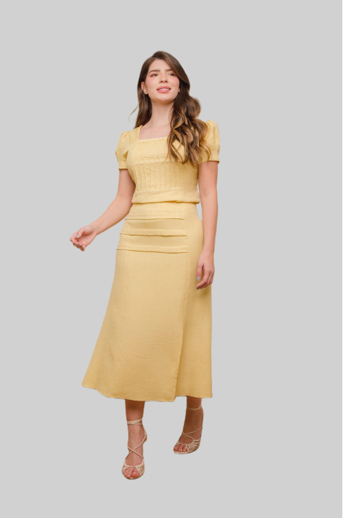 6428.70 CONJUNTO AMARELO BLUSA E SAIA D'azul 6428.70 CONJUNTO AMARELO BLUSA E SAIA D'azul