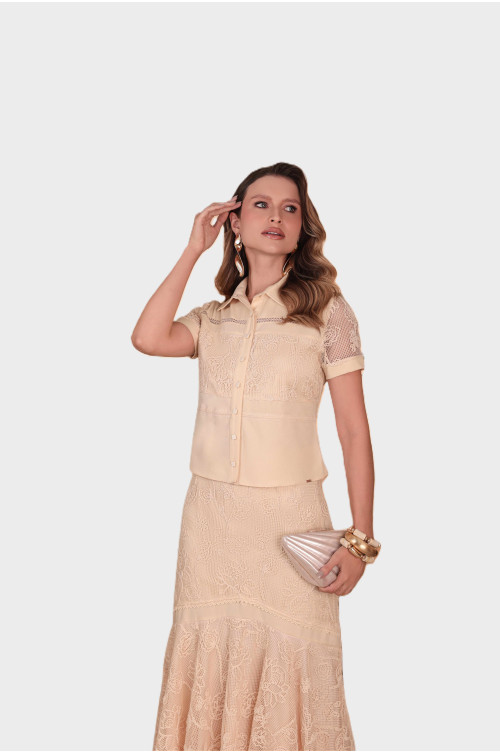 6429.99 CONJUNTO BORDADO BLUSA E SAIA D'azul 6429.99 CONJUNTO BORDADO BLUSA E SAIA D'azul
