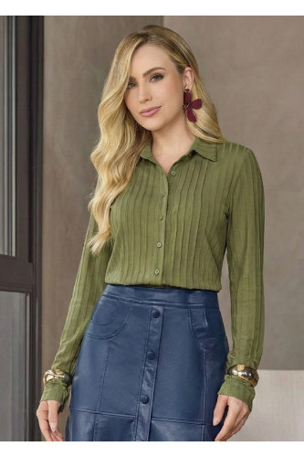 6447.53 CAMISA COM TOMAS - VERDE OLIVA
