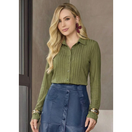6447.53 CAMISA COM TOMAS - VERDE OLIVA