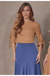 6452.35 BLUSA COM AJUSTE NA MANGA - OCRE 