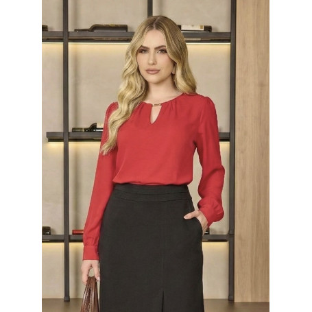 6455.34 BLUSA COM DETALHE NO DECOTE - VERMELHO