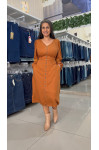 21086 - VESTIDO RETO MARROM CANELA ILLUSYON 