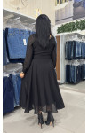 4850.84 VESTIDO MANGA LONGA COM FAIXA NA CINTURA - PRETO 