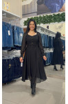 4850.84 VESTIDO MANGA LONGA COM FAIXA NA CINTURA - PRETO 