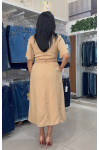 21139 - VESTIDO BABADO FRONTRAL CARAMELO  ILLUSYON 