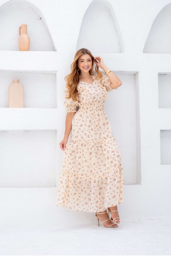 VESTIDO FLORAL LONGO LECLER