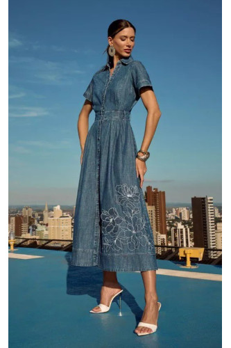 57532.006 VESTIDO JEANS BORDADO IMPÉRIO 
