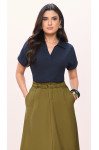 BLUSA AZUL COM AVIAMENTO BLUSA AZUL COM AVIAMENTO