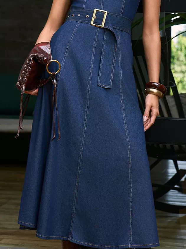 57391.007 VESTIDO JEANS EVASE DETALHE CINTO IMPERIO 57391.007 VESTIDO JEANS EVASE DETALHE CINTO IMPERIO