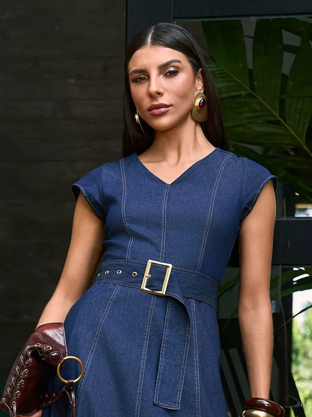 57391.007 VESTIDO JEANS EVASE DETALHE CINTO IMPERIO 57391.007 VESTIDO JEANS EVASE DETALHE CINTO IMPERIO